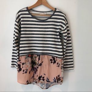 Anthro Postmark Striped Top w/ Fabric Detail